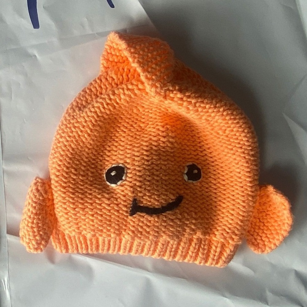 Handmade Orange Fish Knit Baby Hat Cute Cartoon Infant Toddler Costume